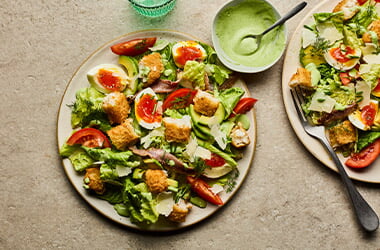 Fish finger 'Caesar' salad