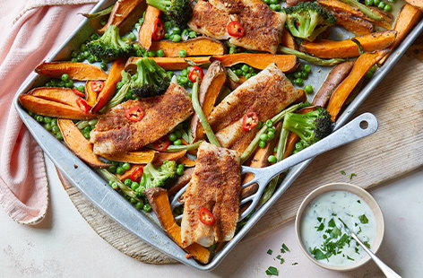 Add some spice to your midweek meals with this piri-piri fish traybake