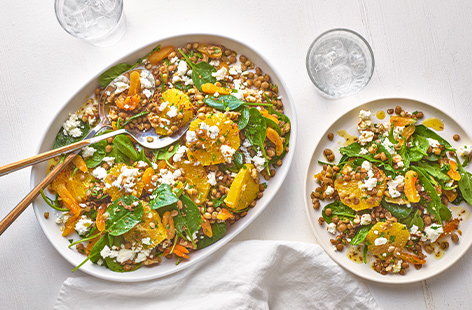 Expect big things from this lentil and spinach salad, with all the flavours hitting the right notes