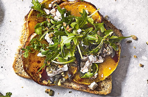 Leftover roast butternut squash makes a surprising toast topper in this savoury vegetarian breakfast idea